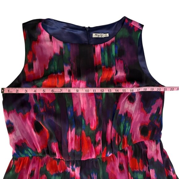 Eliza J Peony Print Chiffon Maxi Dress Size 14W - Picture 9 of 11